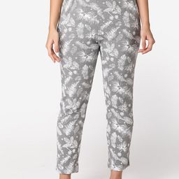ABELINO Women Grey & White Printed Pure Cotton Lounge Pant-28