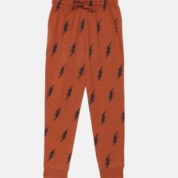 mackly Boys Rust Brown & Black Lightning Bolt Print Cotton Lounge Pants-picture-24
