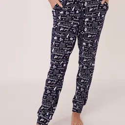 La Vie en Rose Women Blue Printed Lounge Pants-image-95