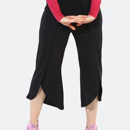 Silvertraq Women Black Solid Three-Fourth Length Yoga Tulip Track Pants-image-46