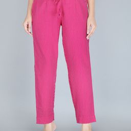 KANNAHI Women Striped Pure Cotton Trousers-image-48