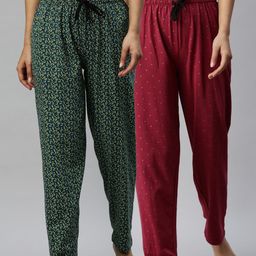 Kryptic Woman Pack of 2 Maroon & Black Lounge Pants-picture-48