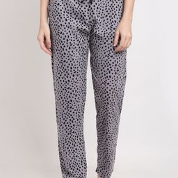 Kanvin Women Grey & Black Printed Pure Cotton Lounge Pants-image-92