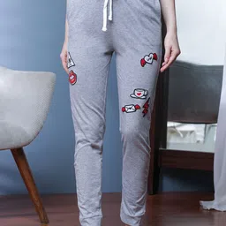 Slumber Jill Women Solid Comfort Fit Mid-Rise Applique Lounge Joggers-picture-52