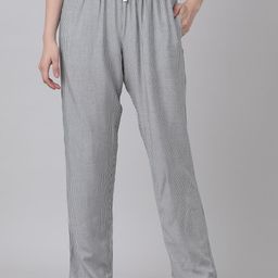 mackly Women Striped Pure Cotton Lounge Pants-image-4