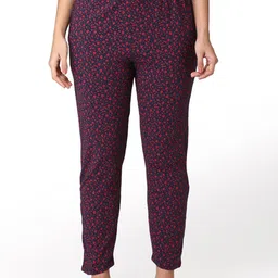 ABELINO Women Black & Red Printed Pure Cotton Lounge Pants-picture-13
