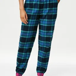 Marks & Spencer Women Checked Pure Cotton Lounge Pants-image-50