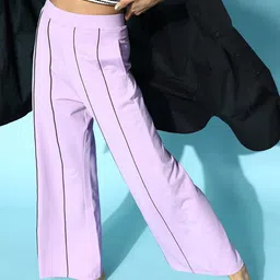 ANWAIND Women Colourblocked Relaxed-Fit Lounge Pants-picture-49