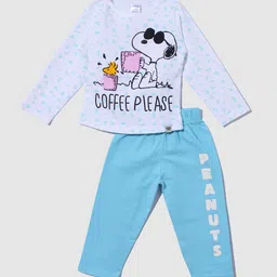 Moms Love Girls Snoopy Printed Pure Cotton Nightsuit-image-2