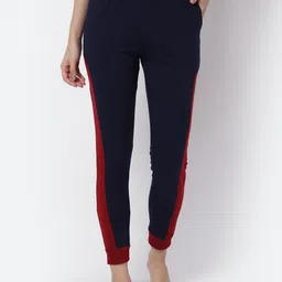 Claura Women Navy Blue Solid Hoseiry Cotton Ankle Length Lounge Pants-image-70