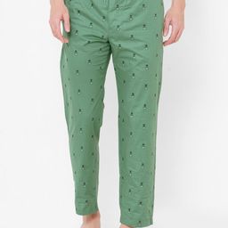 URBAN SCOTTISH Men Green & Black Printed Pure Cotton Lounge Pants-image-48
