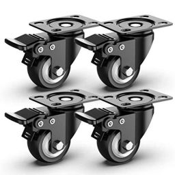 Implemental 4 Pcs 2 inch PU Black Heavy Duty Industrial Castor Wheel Set with Double Locking &a; Ball Bearing-picture-27