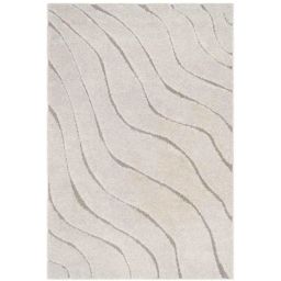 Carpetify 3x5ft Ivory &a; Beige Abstract Wavy Design Shaggy Carpet, 1224YQX029I-picture-10