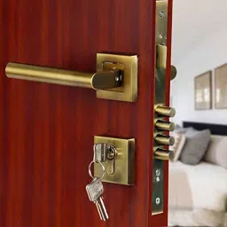 Voltizi Rose Stainless Steel Antique Brass Matt Finish 4 Latches Mortise Door Lock Handle Set with 3 Computer Keys, MG201-11