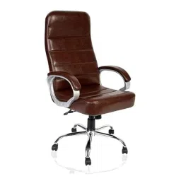 Woodberg Zen Brown High Back Leatherette Ergonomic Revolving Office Chair with 360 deg Swivel Wheels, WBH107BR-44