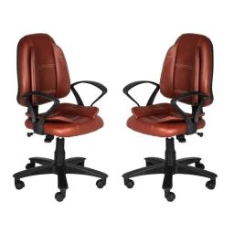 High Living Jupiter Leatherette Low Back Brown Office Chair (Pack of 2)-image-29