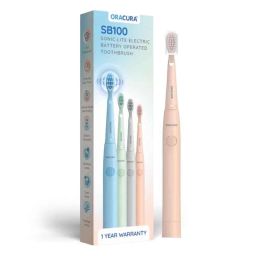 Oracura SB100 Sonic Lite Peach Electric Battery Operated Toothbrush with 1 Year Warranty-11