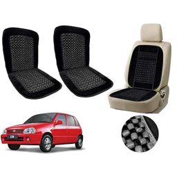 Auto Pearl PU, Velvet &a; Wooden Beads Black Rectangular Seat Cushion for Maruti Suzuki Zen (Pack of 2 )-image-21
