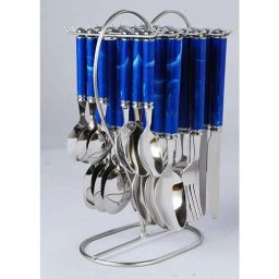 Elegante 24 Pcs Viva Blue Stainless Steel &a; Plastic Cutlery Set, SL-107B (Pack of 3)-image-51