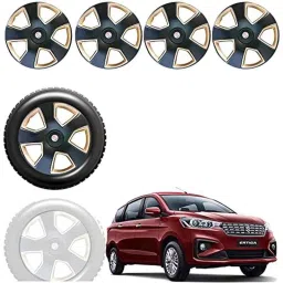 Auto Pearl 4 Pcs 15 inch Black &a; Golden ABS Press Type Hubcap Wheel Cover Set with Retention Ring for Maruti Suzuki Ertiga2018-image-43