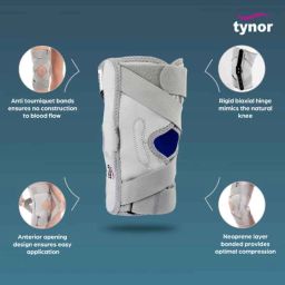 Tynor OA Neoprene Left Varus Knee Support, Size: M image 3