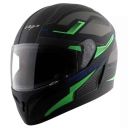 Vega Ricco ABS Dull Black Neon Green Full Face Helmet, Size: Medium-picture-41
