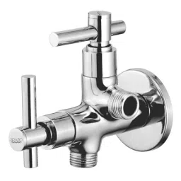 Spazio Tarim Smartbuy Brass Chrome Finish2 in 1 Two Way Angle Valve with Wall Flange-picture-35