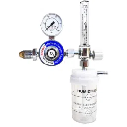 Seema 4 Bar Grey Single Stage Single Gauge Medical Oxygen Gas Regulator with BPC Flowmeter &a; Humidifier, S.SS.SG.H.MOX.FH-4
