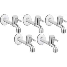 Senkiddpro Turbo Steel Chrome Finish Wall Mounted Long Body Tap with Wall Flange (Pack of 5)-image-43