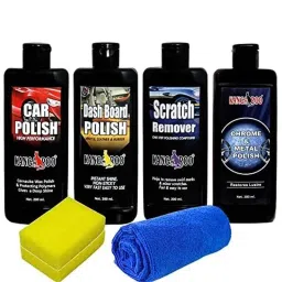 Kangaroo Car Care Kit with 200ml Car Polish, 200ml Dashboard Polish, 200ml Scratch Remover, 200ml Chrome Metal Polish, 2 Pcs Sponge &a; Microfiber Towel-9