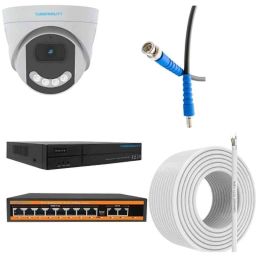 Cybernautt 3MP Full HD Indoor &a; Outdoor Network IP Combo Kit with 10Ch NVR, 7Dome Full HD Camera, 8Ch POE, 100m Copper LAN Cable &a; Connectors-16