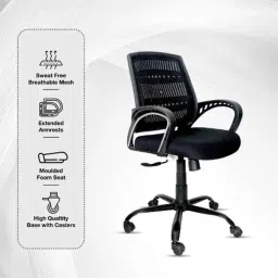 OOlive Cosmo OC50 Breathable Fabric Mesh Black Adjustable Height Ergonomic Office Chair with Back Support, OCSBLK0010 image 2