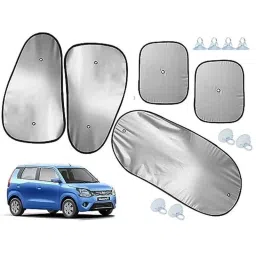 Auto Pearl 5 Pcs Polyester Black &a; Silver Window &a; Rear Sun Shade Set for Maruti Suzuki WagonR 2019-2020-picture-41