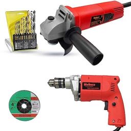 Walkers 800W Angle Grinder, 500W 10mm Drill Machine, Grinding Wheel &a; 9 Pcs Drill Bits Combo, WKCB430-42
