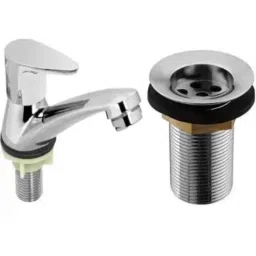 Senkiddpro Zinc Chrome Finish Pillar Tap with Steel Waste Jali-image-23
