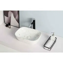 Generic Sulit White Bianco Glossy Bathroom Vanity Vessel Sink, Designer Art Premium Ceramic Made Table Top Wash Basin-image-57