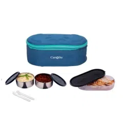 Carrolite 650ml Blue &a; Black Stainless Steel Lunchbox, Black_013 (Pack of 3)-14