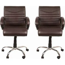 Mezonite Medium Back Leatherette Brown Office Executive Chair (Pack of 2)-13