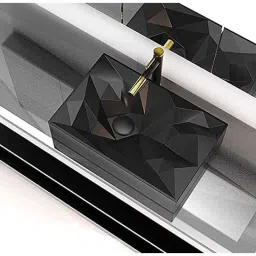 Uken Premium Imported Table Top Ceramic Wash Basin/Vessel Sink With Slim Rim For Bathroom (22 X 14 X 5 Inch, (Black Matt)-image-6