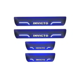 Car Accessories Hub 4 Pcs Acrylic Black Sill Scuff Plate Set with Blue LED for Maruti Suzuki Invicto All Model-picture-43
