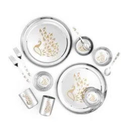 Classic Essentials SNB-12 Peacock 12 Pcs Stainless Steel Dinner Set with Permanent Laser Design-picture-12