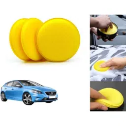 Auto Pearl Polyurethane Beige Washing &a; Waxing Polish Foam Sponge for VolvoV40 (Pack of 3)-picture-0