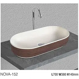 Uken (Nova-152) Imported Luxury European Style Designing Bathroom Sink/Wash Basin/Table Top (Nova-152) White,Brown-image-75