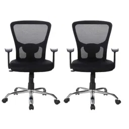 Regent Jazz LB New Net &a; Metal Black Chair with T Type Handle (Pack of 2)-53
