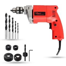 Hillgrove 500W Variable Speed &a; Reverse Rotation Drill Machine with 5 Pcs Wood Drill Bits &a; 6 Pcs Hole Saw, HGCM913-41