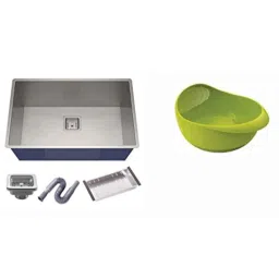 Spazio 24x18x10 inch Stainless Steel Silver Single Bowl Kitchen Sink with Waste Coupling, Waste Pipe, Fruit Basket &a; Multipurpose Bowl-picture-11