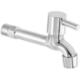 Zesta Turbo Stainless Steel Chrome Finish Silver Long Body Bib Cock with Flange, Size: Standard-image-61