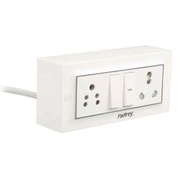 Palfrey 16A/20A 2 Socket White Polycarbonate Electric Extension Board with 2 Switch &a; 5m Wire, 5165-14