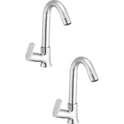 IRIS Ocean Brass Chrome Finish Swan Neck Pillar Tap (Pack of 2)-48