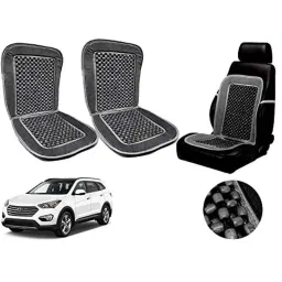 Auto Pearl PU, Velvet &a; Wooden Beads Grey Rectangular Seat Cushion for Hyundai Santa Fe (Pack of 2 )-image-76